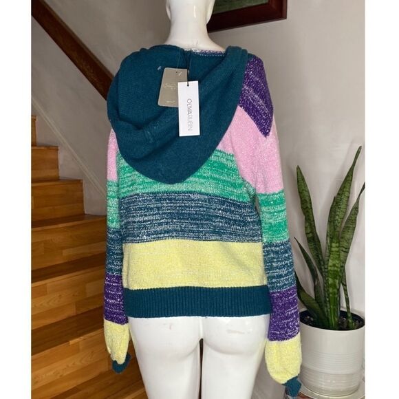 OLIVIA RUBIN Suki - Stripe Knitted Hoodie - Multi - Picture 6 of 6